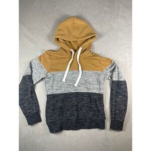 Reflex‎ Mens Colorblock Hoodie Small Mustard Gray Black Fleece Pullover JJ005